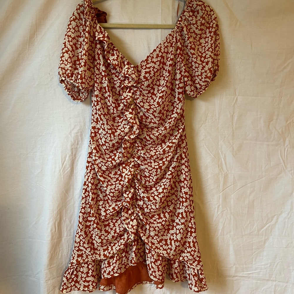 orange and white floral sun dress